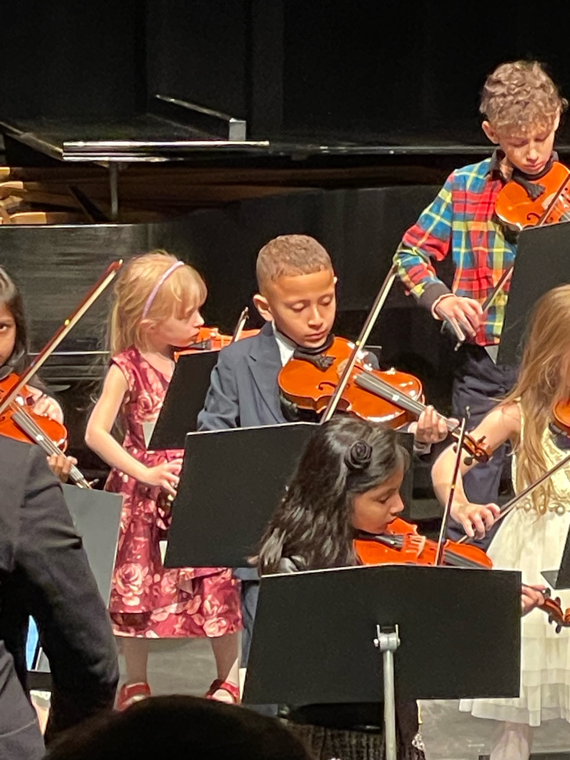 Leonardo performing violin on stage